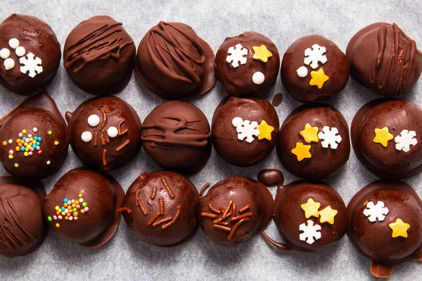 Alimentation Saine Boules Beurre Tournesol Croquantes Chocolat Bio Maison Truffes — Photo