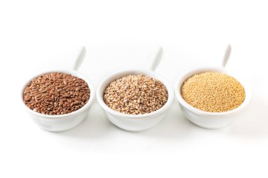 Sağlıklı gıda ingredents 3 tür gluten ücretsiz tahıl keten, Amara