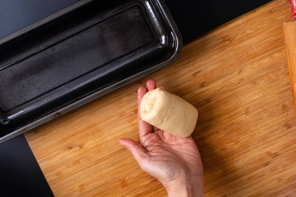 Comida Concepto de hornear Hacer pan orgánico casero de pan de leche suave —  Fotos de Stock