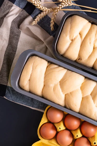 Food bakery concept making bread dought for brioche Braided Brea