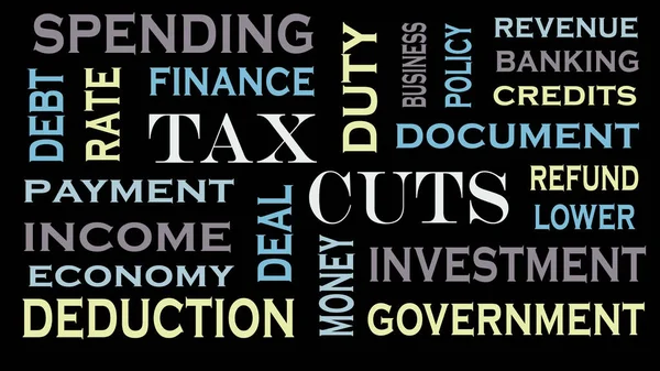 Belastingverlaging Woord Wolk Tekstontwerp Zakelijke Financiële Concept — Stockfoto