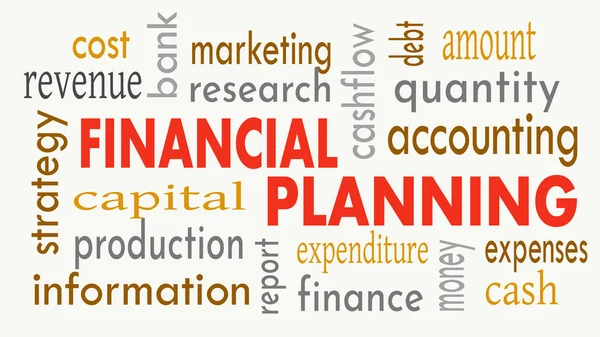 Financial Planning Word Cloud Concept White Background Illustration — Stock Photo, Image