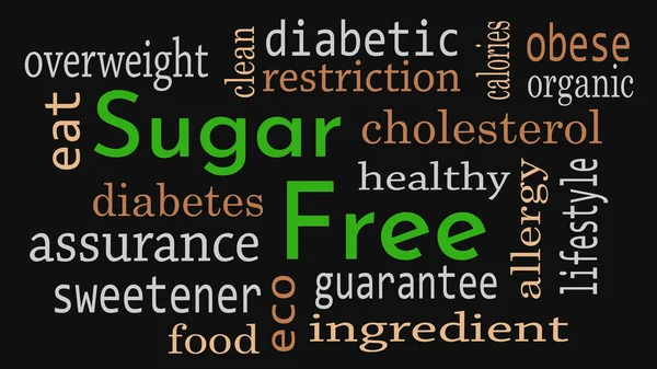 Sugar free message background. Healthy food concept - Illustrati — Stock Photo, Image