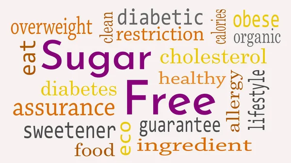 Socker gratis meddelande bakgrund. Hälsosam matkoncept - Illustrati — Stockfoto
