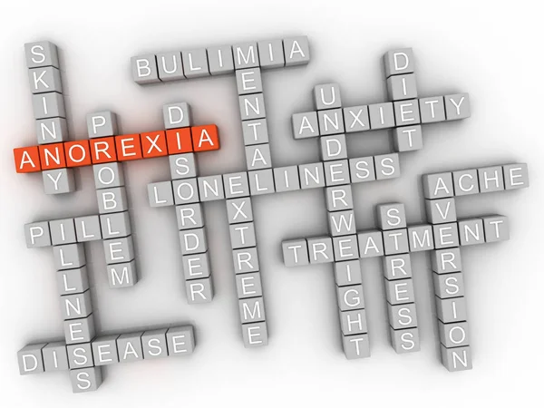 3D anorexi word cloud koncept - Illustration — Stockfoto