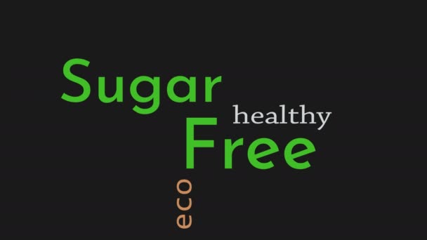 Socker Fri Meddelande Bakgrund Begreppet Hälsosam Mat Illustration — Stockvideo