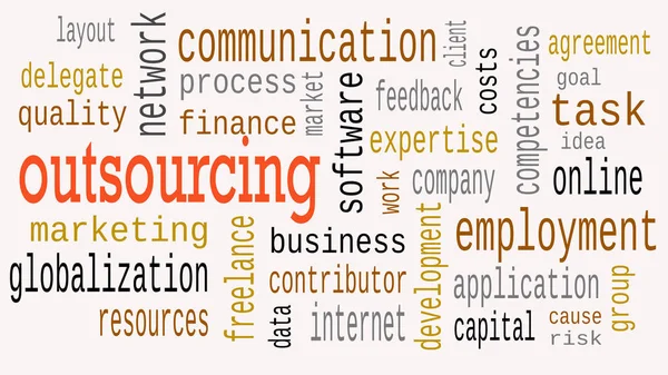 Outsourcing word cloud, business concept. Illustration — Stock Photo, Image