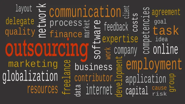 Outsourcing word cloud, business concept. Illustration — Stock Photo, Image