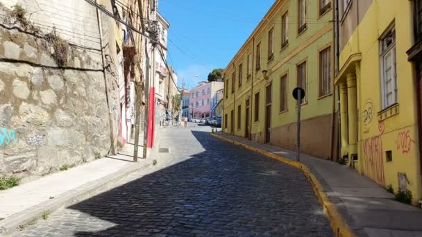 Valparaiso Chile Octubre 2019 Vista Las Calles Centro Histórico Ciudad — Vídeos de Stock