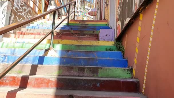 Valparaiso Chile Oktober 2019 Utsikt Över Gatorna Stadens Historiska Centrum — Stockvideo