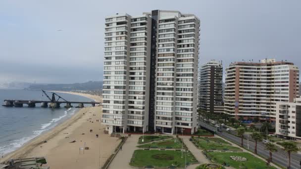 Vina Del Mar Chile Octubre 2019 Vista Aérea Playa Vina — Vídeo de stock