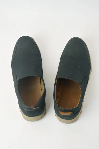 Zapatilla Azul Oscuro Zapatos Sobre Fondo Blanco — Foto de Stock