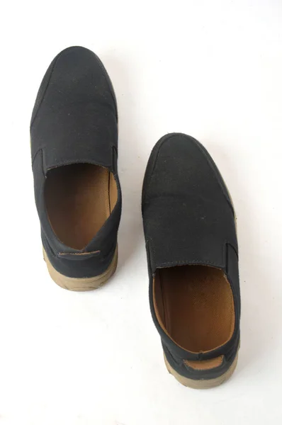 Zapatilla Azul Oscuro Zapatos Sobre Fondo Blanco — Foto de Stock
