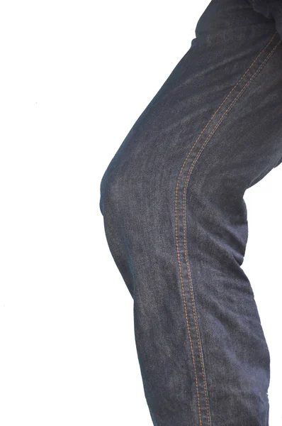 Estilo Jeans Azul Fundo Branco — Fotografia de Stock