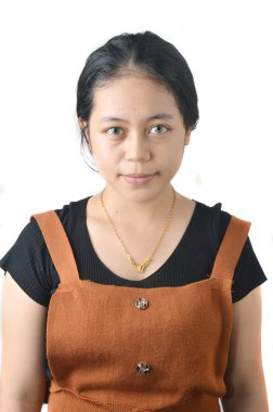 Doğal Yüz Studio makyaj olmadan Asyalı kadın portresi shoot