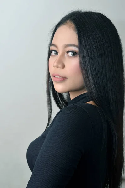 Portrait Beautiful Asian Woman Studio Shoot — Stok Foto