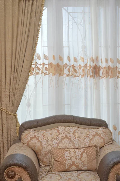 Luksusowy Fotel Sofa Pokoju Dziennym — Zdjęcie stockowe