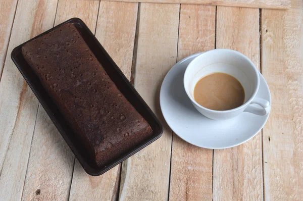 Chocolate Brownies Wooden Table Raw Materials — Stock Photo, Image