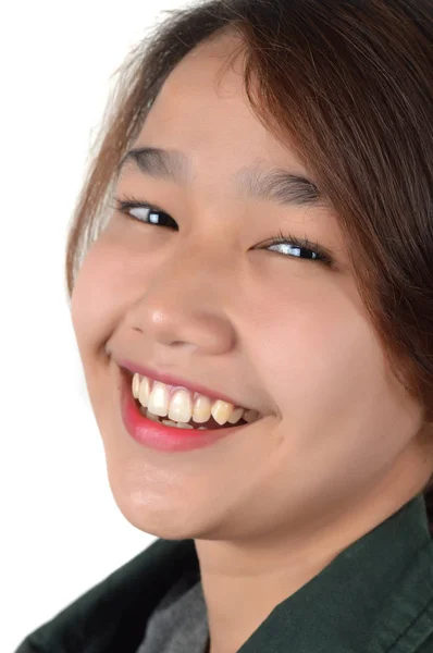Веселое выражение лица азиатской девушки — стоковое фото