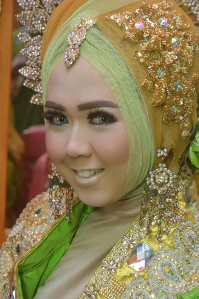 Tarakan Indonesien April 2018 Porträt Einer Wunderschönen Bugis Braut Die — Stockfoto