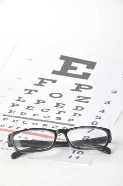 Görme testi arkaplanındaki göz gözlükleri kapat