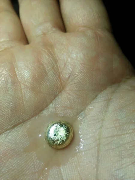Καθαρό Χρυσό Μετάλλευμα Που Βρέθηκε Στο Ορυχείο Είναι Στα Χέρια — Φωτογραφία Αρχείου