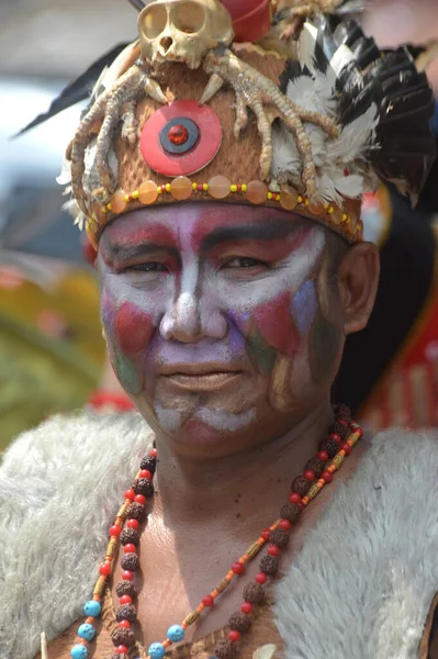 Tarakan Indonesia 25Th July 2018 Portrait Indonesian Man Dressed Indigenous — Stock Photo, Image