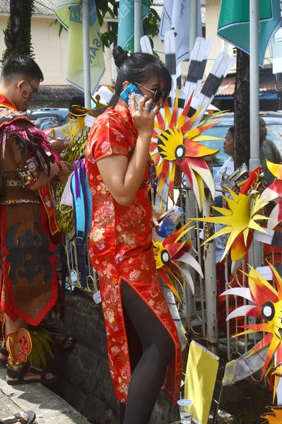 Tarakan Indonesie Července 2018 Singkawang City Mladá Žena Tradičním Čínském — Stock fotografie