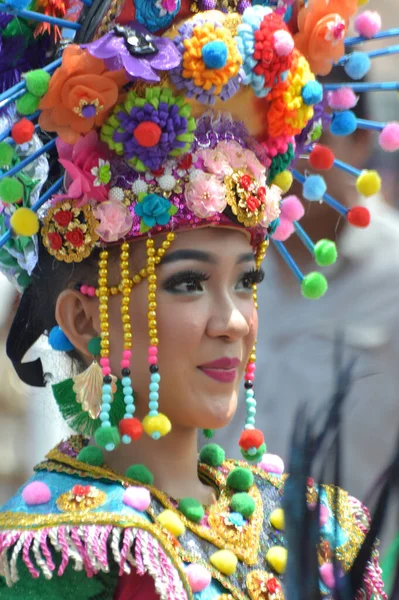 Tarakan Ndonezya Temmuz 2018 Endonezyalı Güzel Dansçıların Geleneksel Elbiseli Portresi — Stok fotoğraf