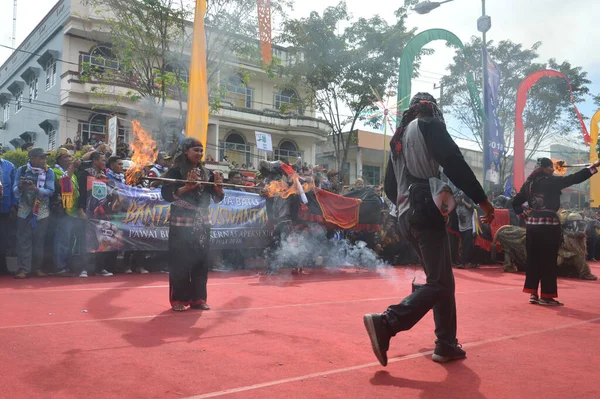 Tarakan Indonesia Lipca 2018 Silat Martial Arts Attraction Przed Podium — Zdjęcie stockowe