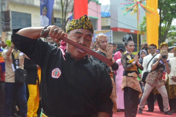 Tarakan Indonesia Luglio 2018 Attrazione Delle Arti Marziali Silat Fronte — Foto Stock