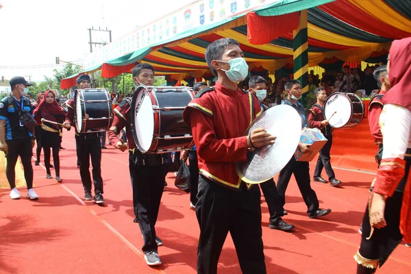 Tarakan Indonesia Lipca 2018 Świta Perkusistów Otworzyła Paradę Apeksi — Zdjęcie stockowe