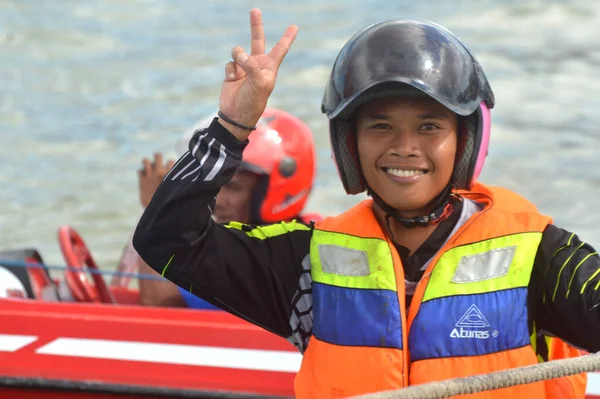 Tarakan Indonesia Desember 2019 Pembalap Speedboat Bersiap Siap Garis — Stok Foto