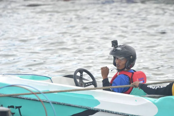 Tarakan Indonesia December 2019 Speedboat Racers Get Ready Line — Stock Photo, Image