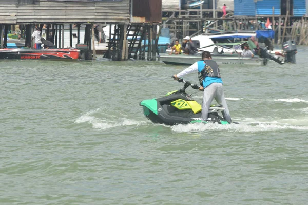 Tarakan Indonesia December 2019 Man Riding Jet Ski Sea — Stock Photo, Image