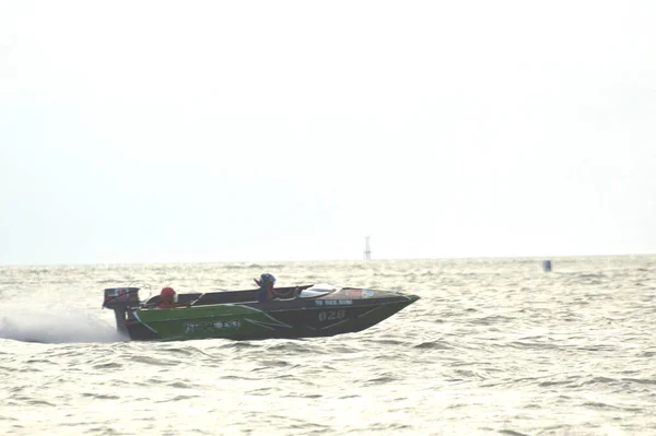 Tarakan Indonesia December 2019 Speedboat Racers Speeding Middle Sea — Stock Photo, Image