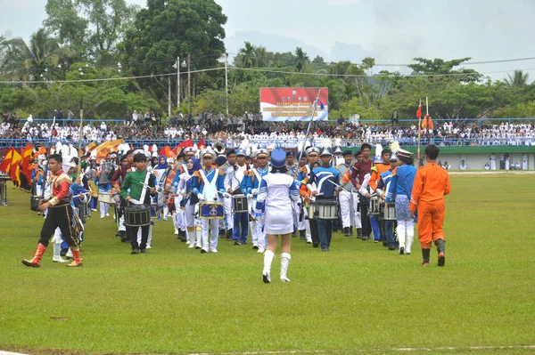 Tarakan Indonesien Mai 2017 Trommelattraktionen Bei Der Abschlussfeier Von Latsitarda — Stockfoto