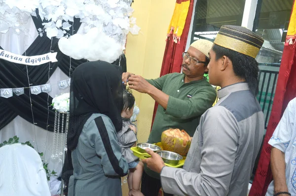Tarakan Indonesia October 2019 First Haircut Muslim Babies Islam Called — Stock Photo, Image