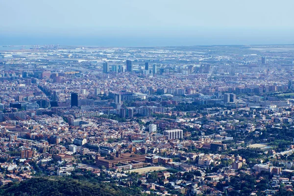 Vista Aerea Sul Porto Barcellona Dalla Montagna Panoramica — Foto Stock
