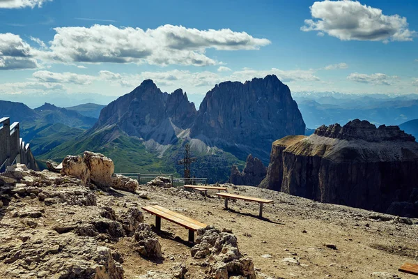 Die Aussicht Vom Gipfel Des Berges Den Dolomiten Alpen Tirol lizenzfreie Stockbilder