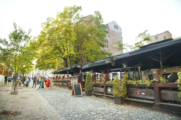 Belgrad Serbia 2019 Słynna Ulica Skadarlija Restauracjami Kawiarniami Centrum Belgradu — Zdjęcie stockowe