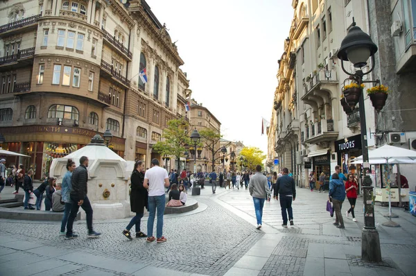 Belgrad Serbien 2019 Gedrängte Knez Michailova Straße Zentrum Belgrads Bei — Stockfoto