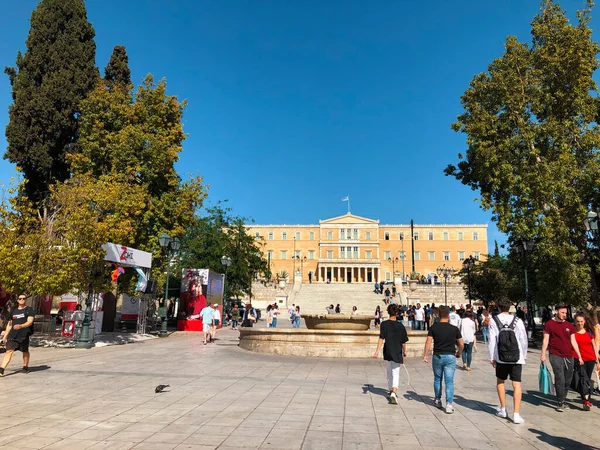 Atény Řecko 2019 Procházky Náměstí Syntagma Slunečného Dne — Stock fotografie