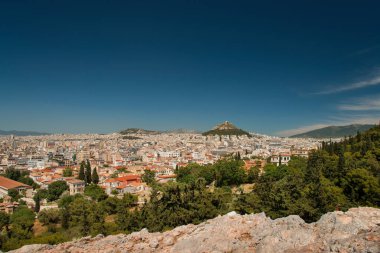 Atina, Yunanistan - 05: 29 2019: Areopagus tepesinden şehre bakın