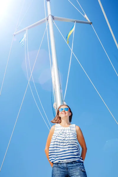Woman relaxing On Yacht in Greece — Stock Photo, Image