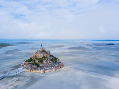 Fransa'nın Mont Saint Michel Bay, Normandiya üstten görünüm