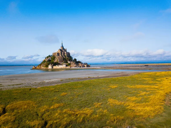 Pohled shora Mont Saint Michel Bay, Normandie Francie — Stock fotografie
