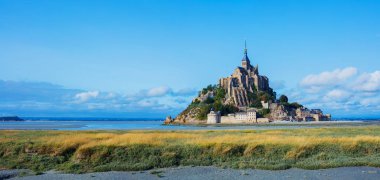 Mont Saint Michel, Normandiya Fransa görünümünü. Panorama