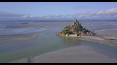 Fransa'nın Mont Saint Michel Bay, Normandiya üstten görünüm