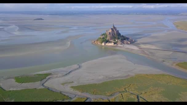 Pohled shora Mont Saint Michel Bay, Normandie Francie — Stock video